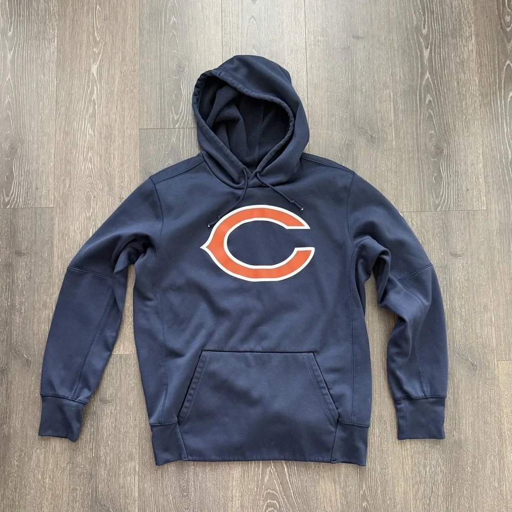 Nike Dri Fit Chicago Bears Hoodie Mens Medium Navy Blue NFL Pullover Football
